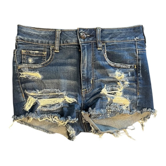 American Eagle Outfitters Denim Shorts with Lace Pockets size 4 Hi-Rise Festival - Picture 1 of 5